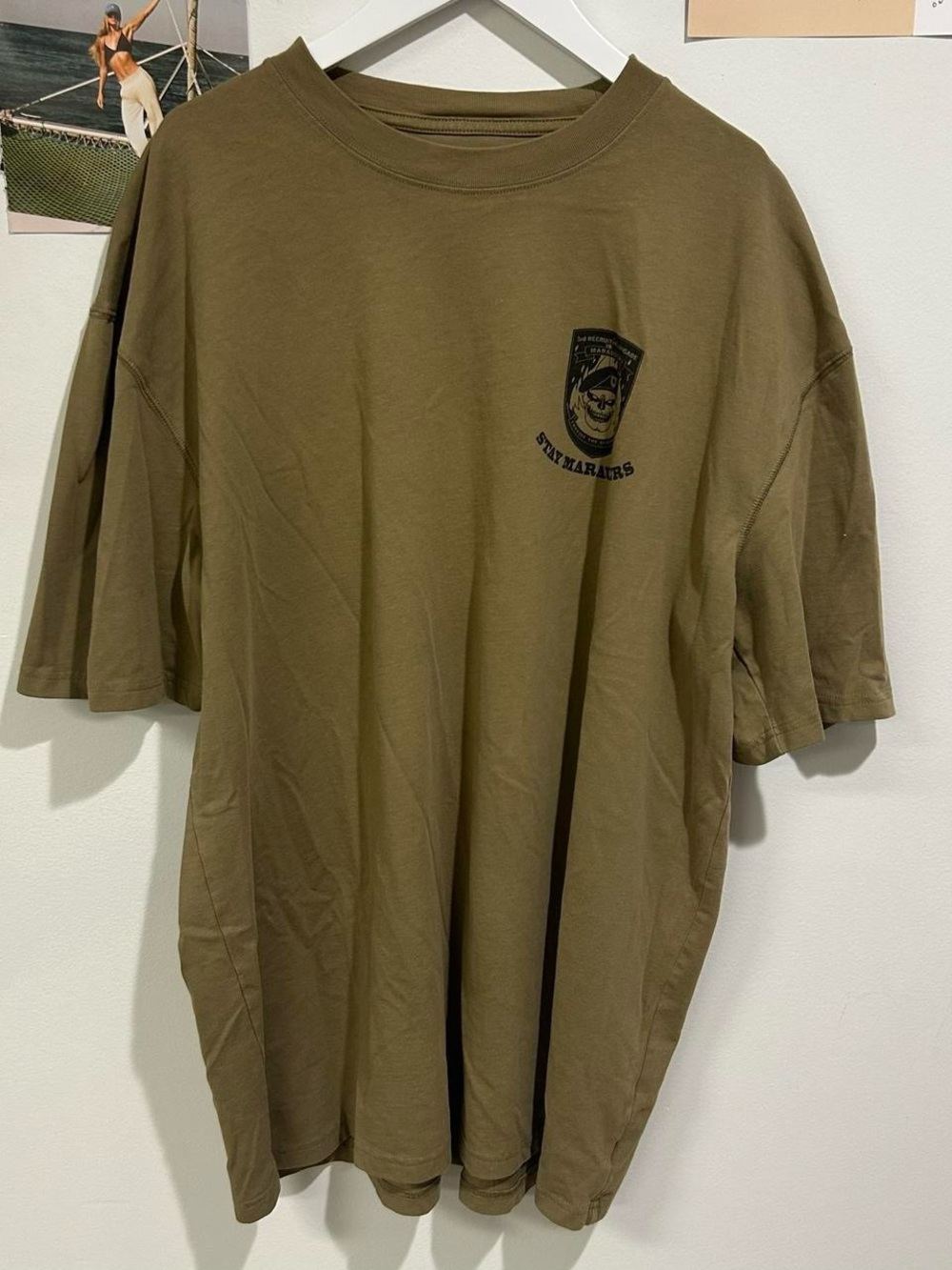 Unbranded Olive Green Men's Crewneck Graphic T‑Shirt
